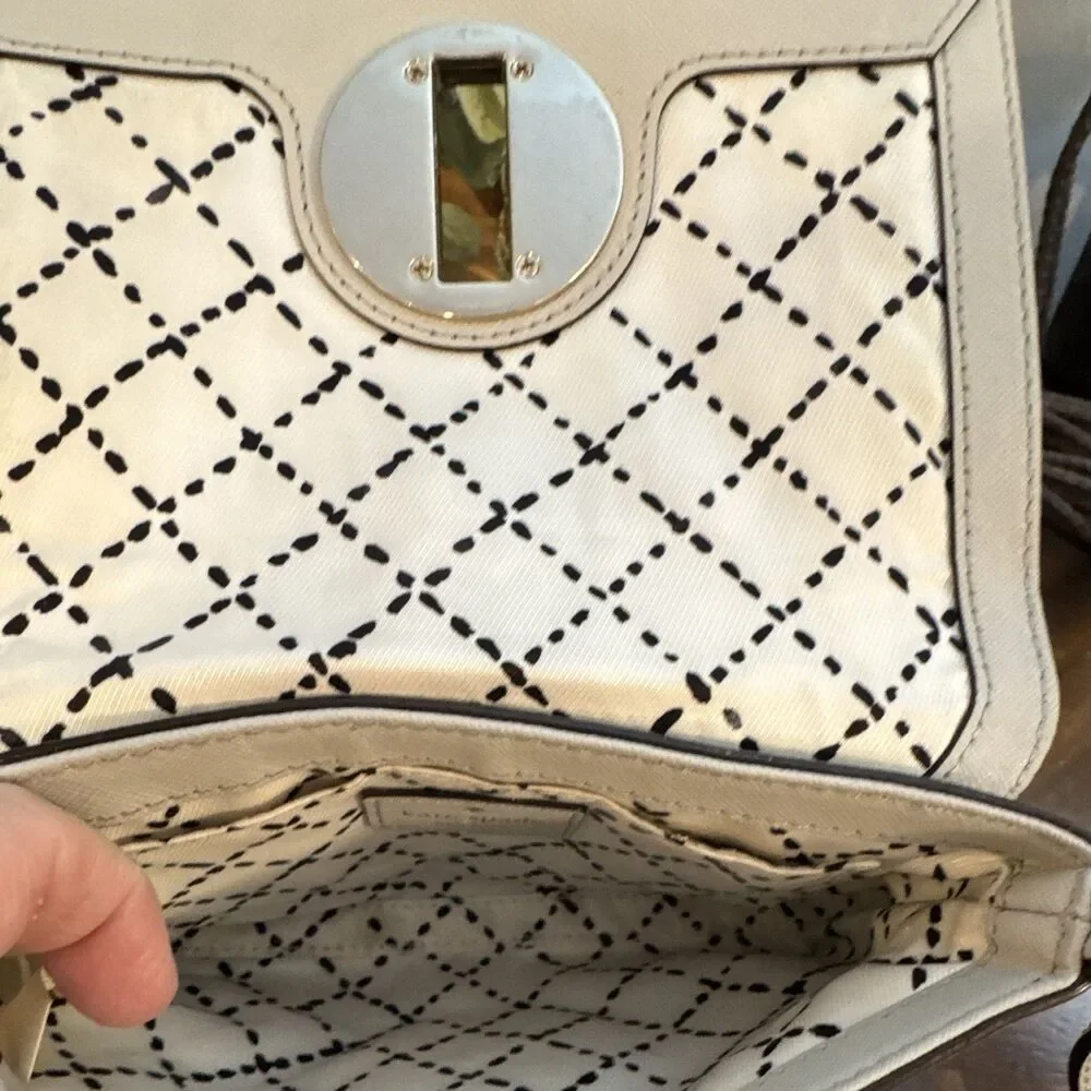 Kate Spade New York Gray Small Crossbody Bag Turn Lock Silver Hardware Strap